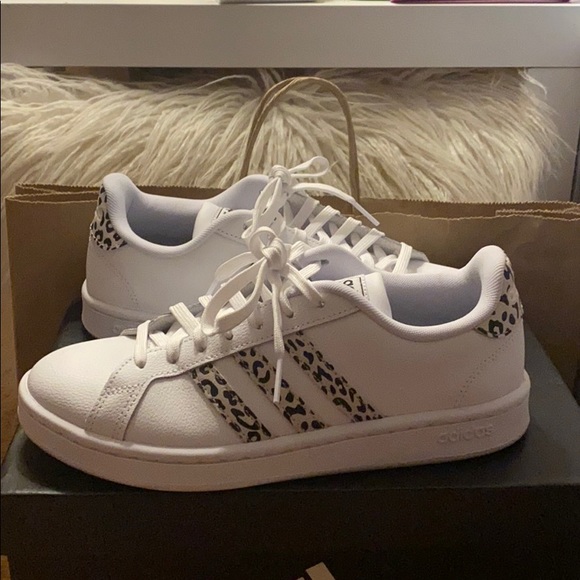 adidas | Shoes | Sold Out Adidas Grand Court With Leopard Trim | Poshmark